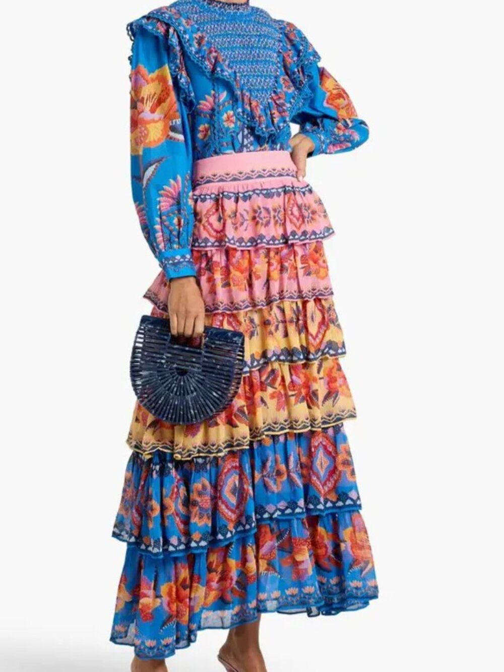 Farm Rio Blue Printed Long Sleeve Blouse